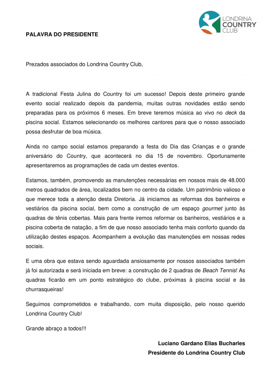 Palavra do Presidente - Julho - 2022-1